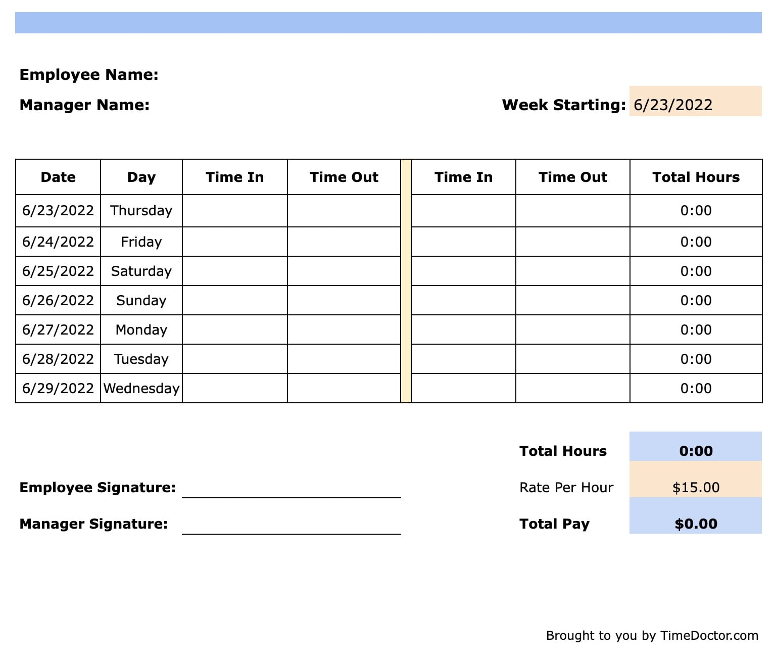 Free Printable Time Sheets - Schedule Printable