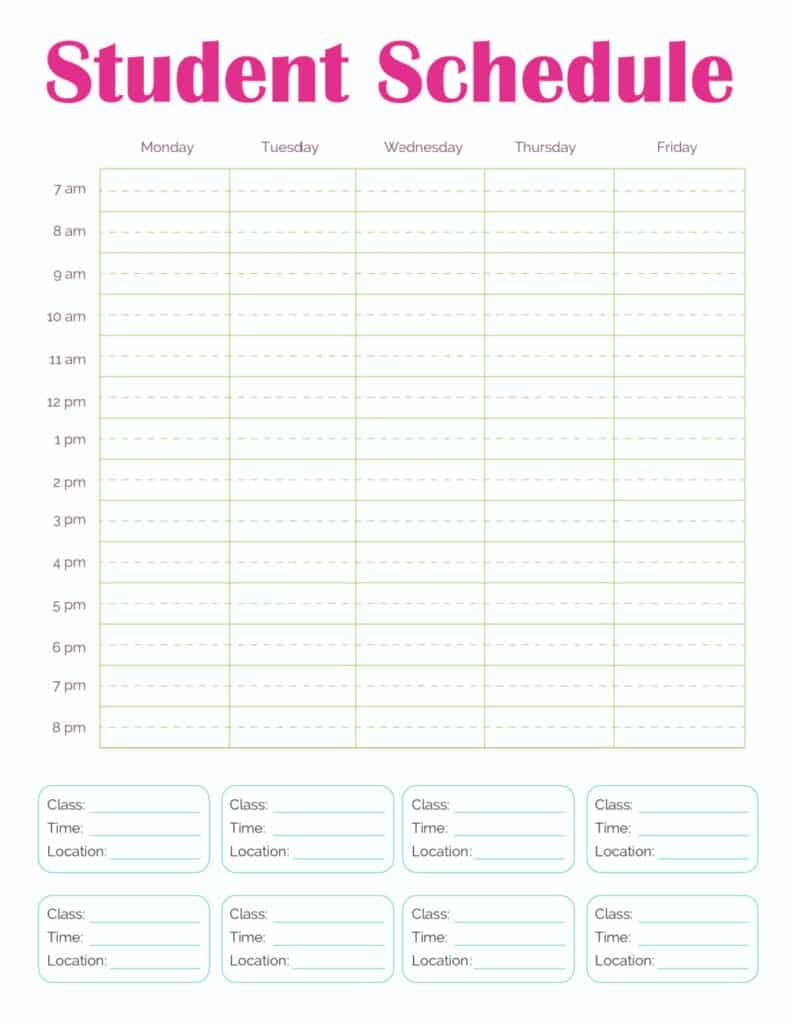 Free Printable School Schedules - Schedule Printable