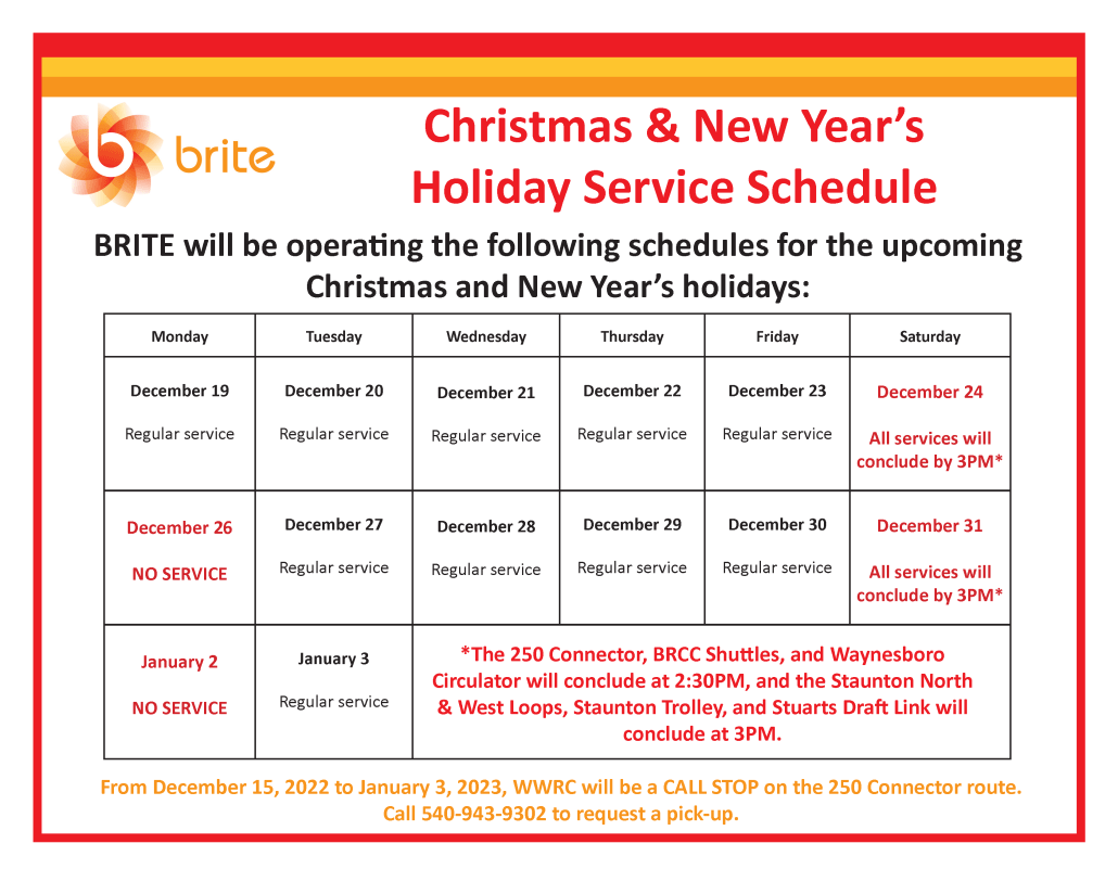 Bus Schedule For Holidays Schedule Printable