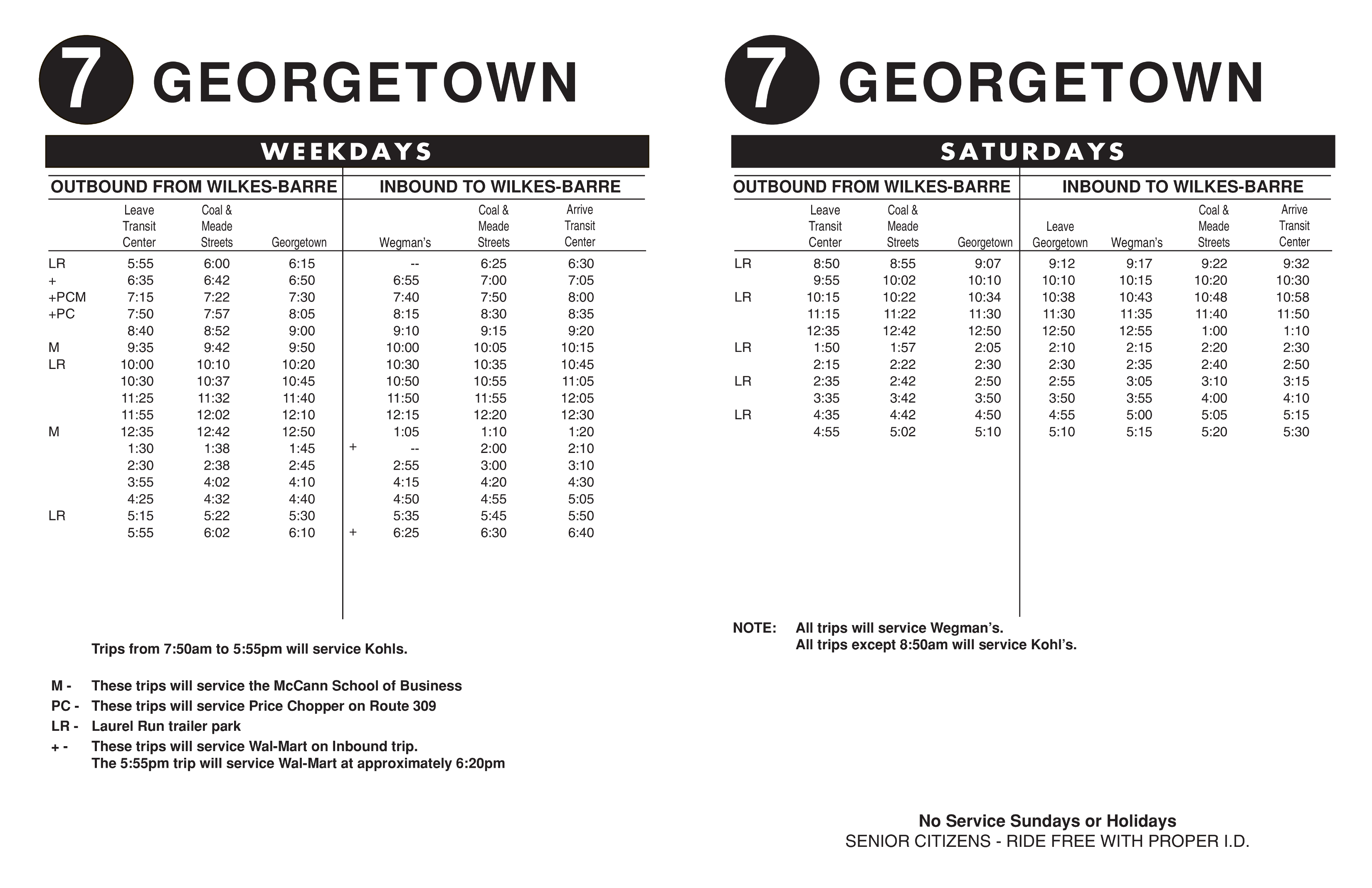 bus number 7 schedule