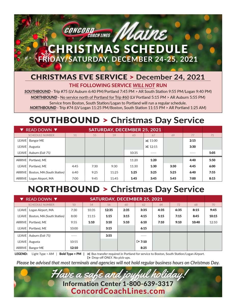 Maine Concord Bus Schedule Schedule Printable
