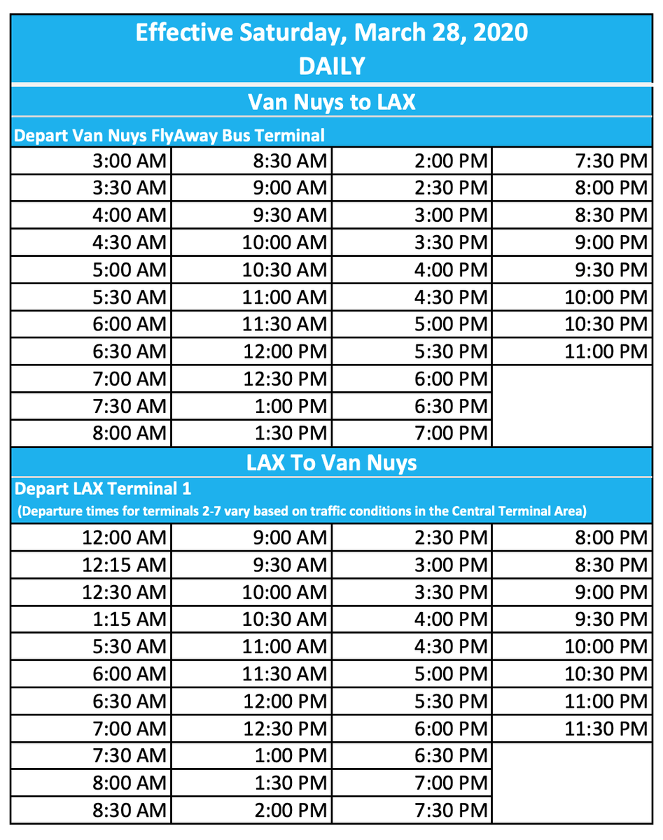 Van Nuys Bus Schedule Schedule Printable