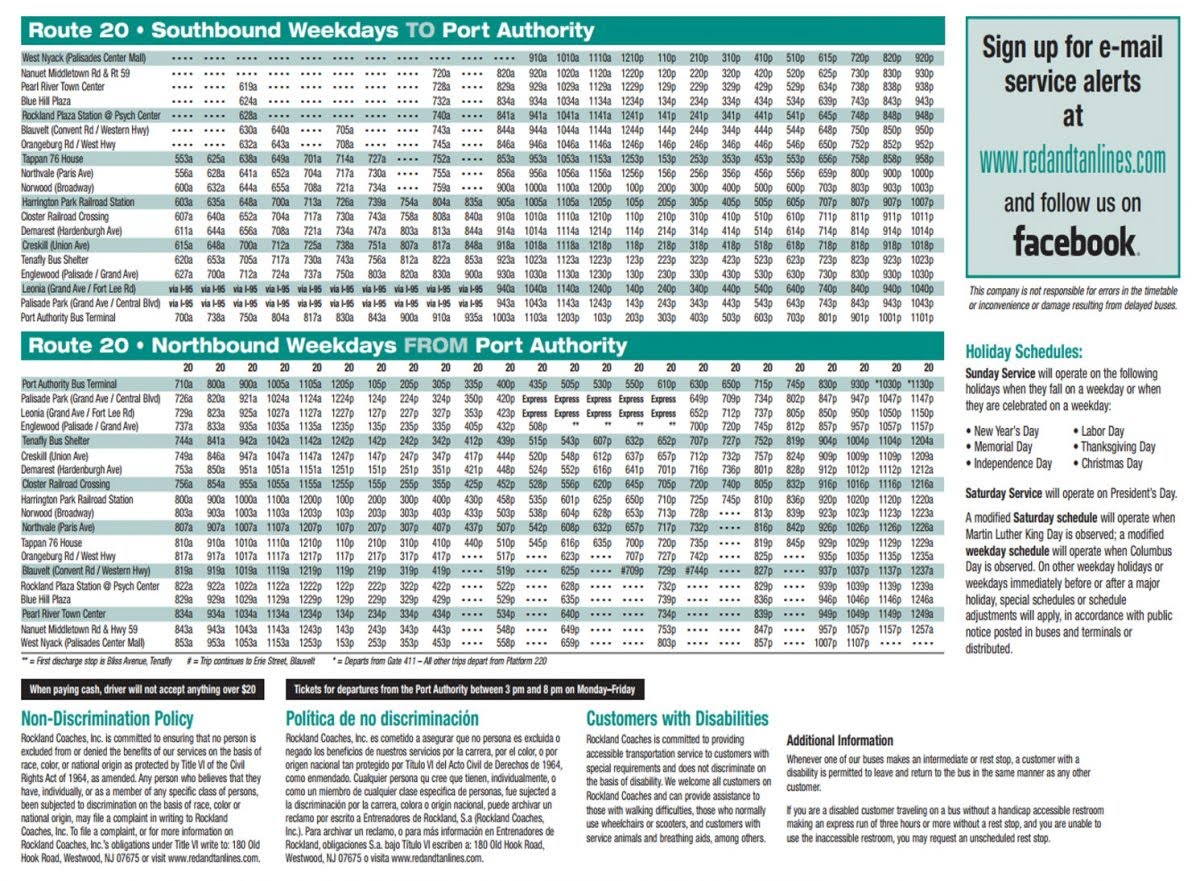 Port Authority Bus Schedules Schedule Printable