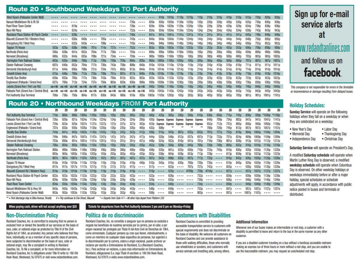 New York Bus Schedule Schedule Printable