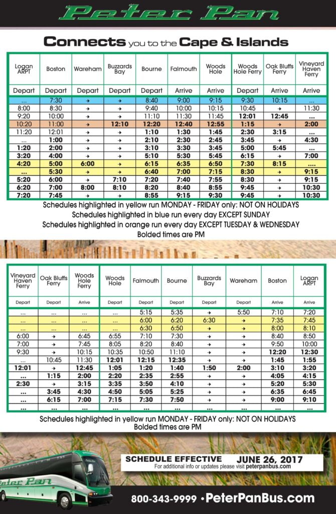 Peter Pan Bus Schedule Hyannis To Logan Schedule Printable