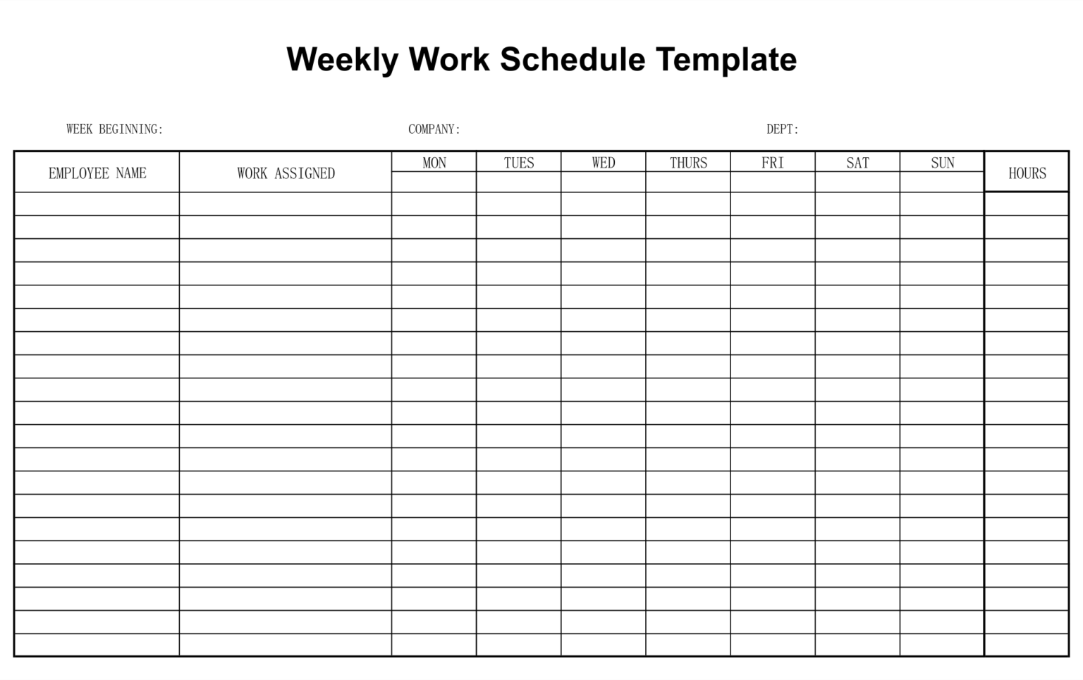 10 Best Free Printable Blank Employee Schedules Printablee - Schedule 