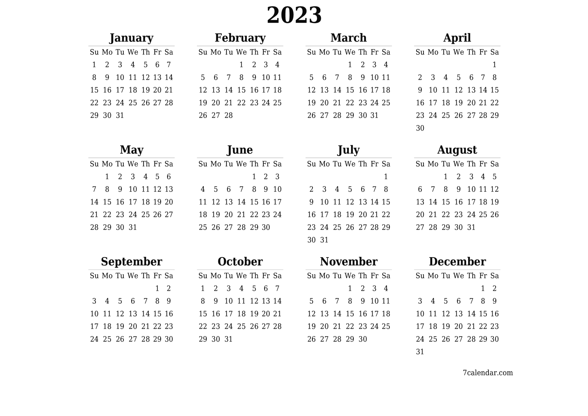 2023 2024 2025 2026 Free Printable Calendars And Planners PDF Templates