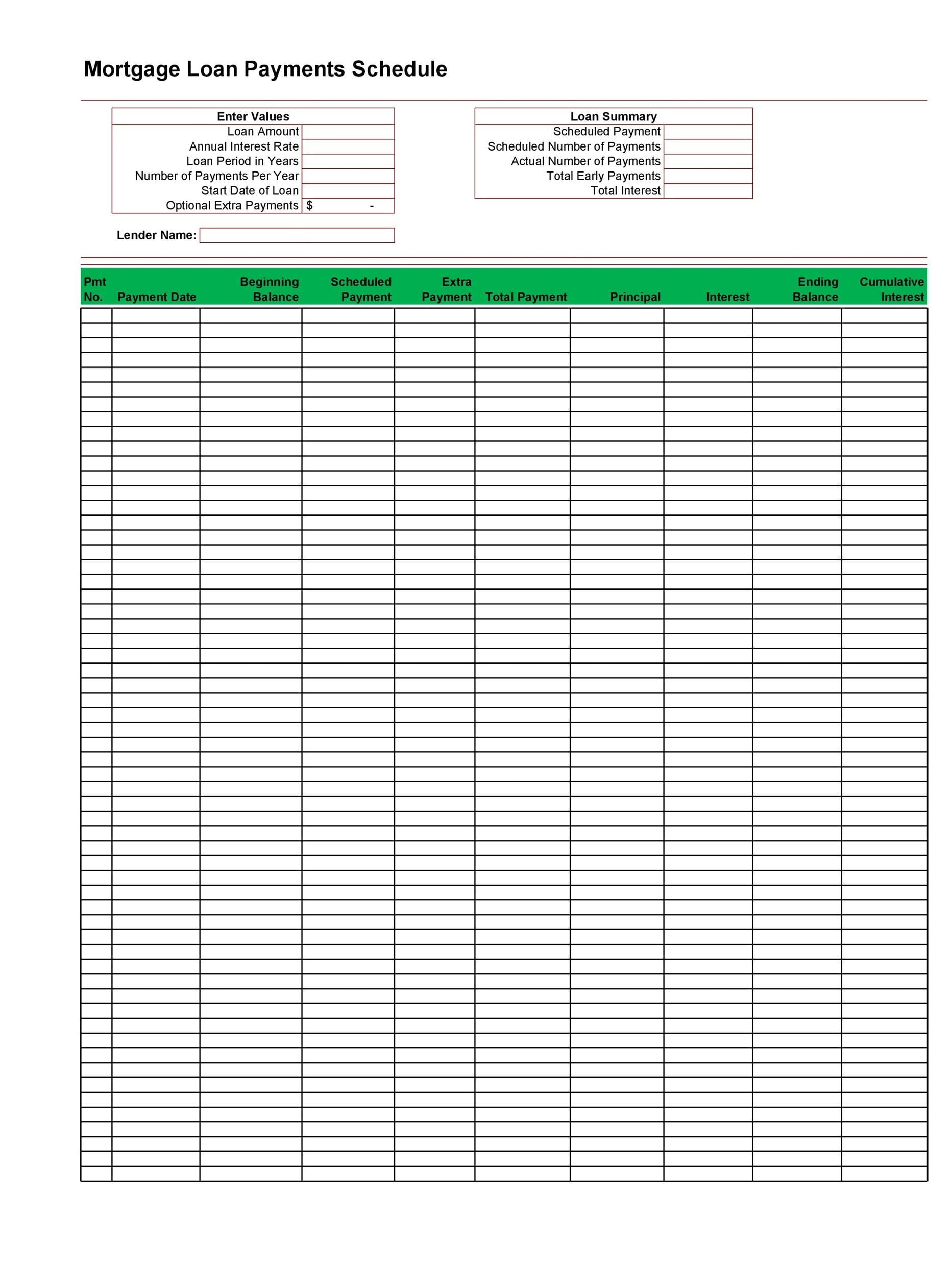 Tables To Calculate Loan Amortization Schedule Excel Templatelab Schedule Printable