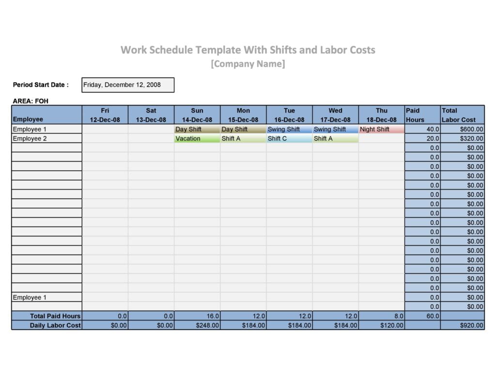 37 Free Employee Schedule Templates Excel Word PDF - Schedule Printable