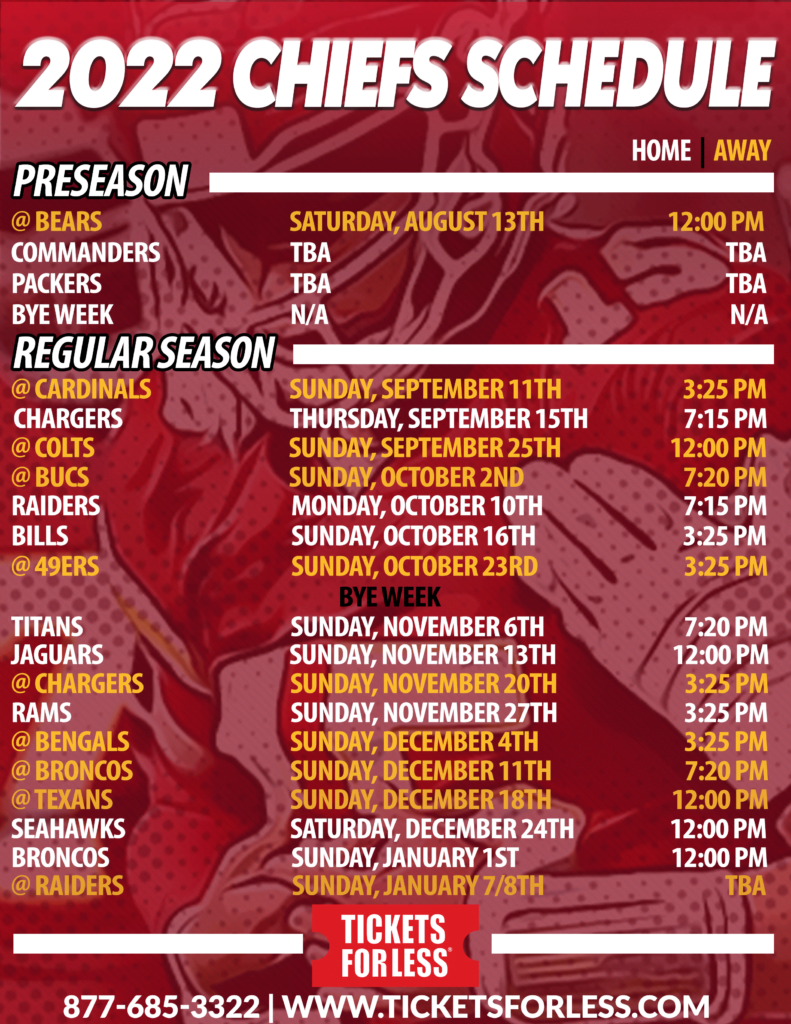 Chiefs Printable Schedule Kansas City Chiefs Schedule Schedule Printable