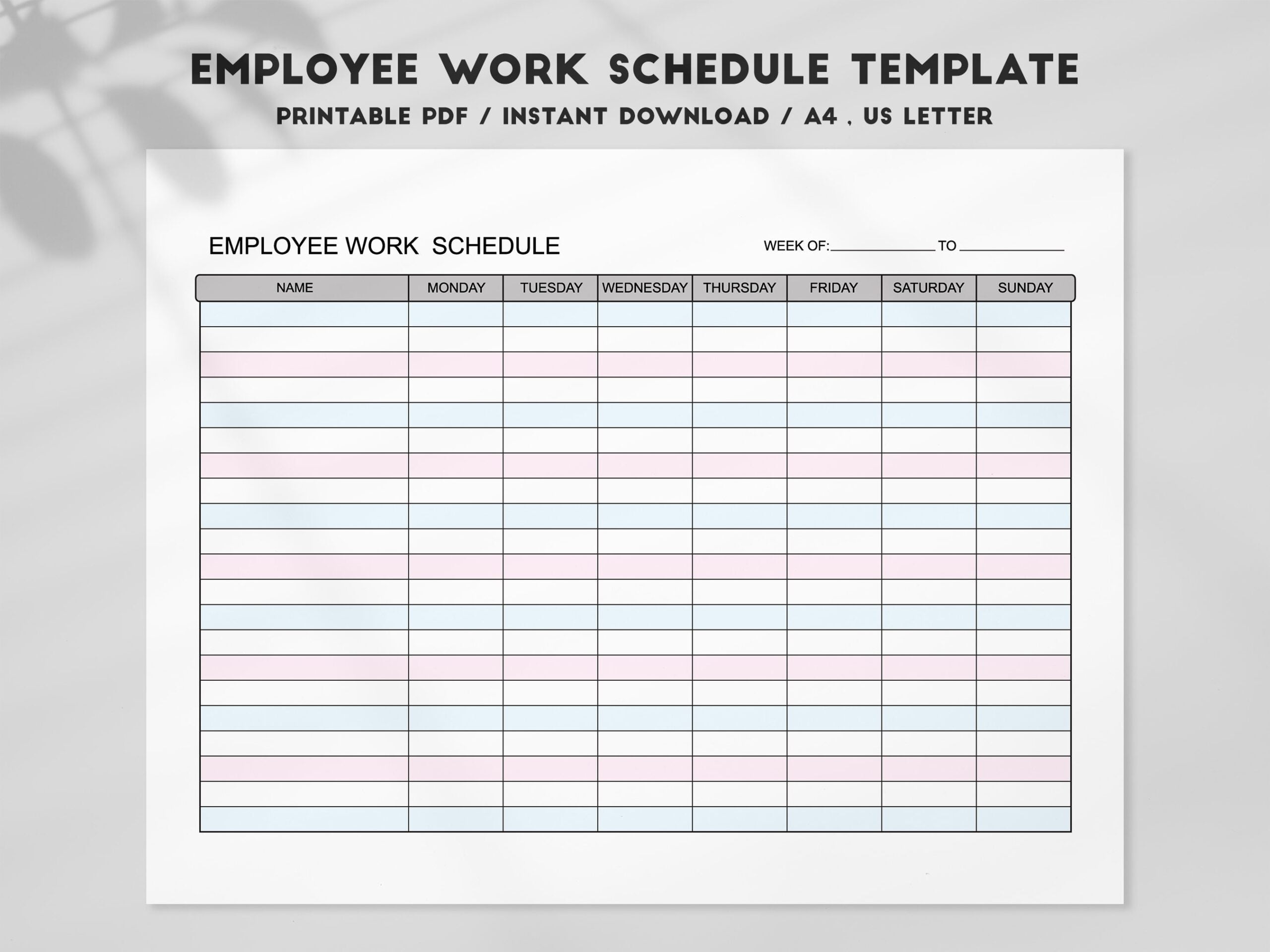 Employee Weekly Schedule Template - Schedule Printable