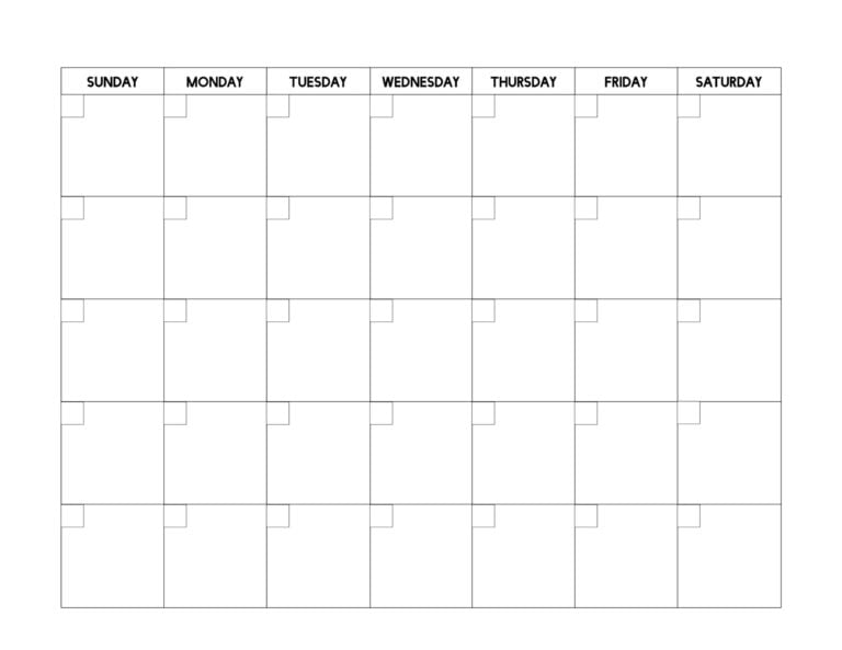 Free Printable Blank Calendar Template Paper Trail Design - Schedule ...