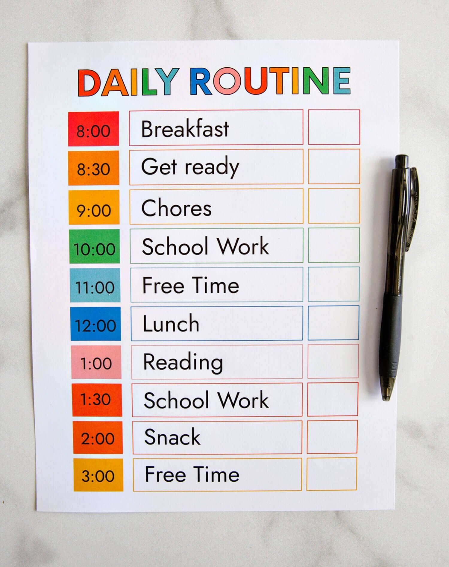 Daily School Schedule Printable - Schedule Printable