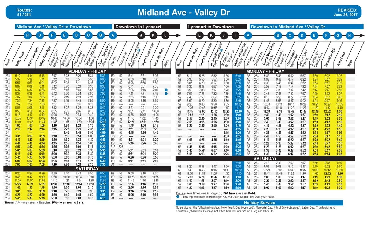 Centro Bus Schedules Syracuse - Schedule Printable