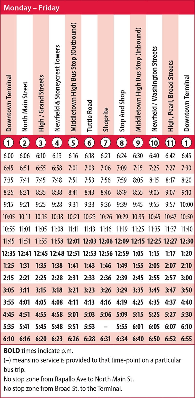 Waterbury Ct Bus Schedule Schedule Printable