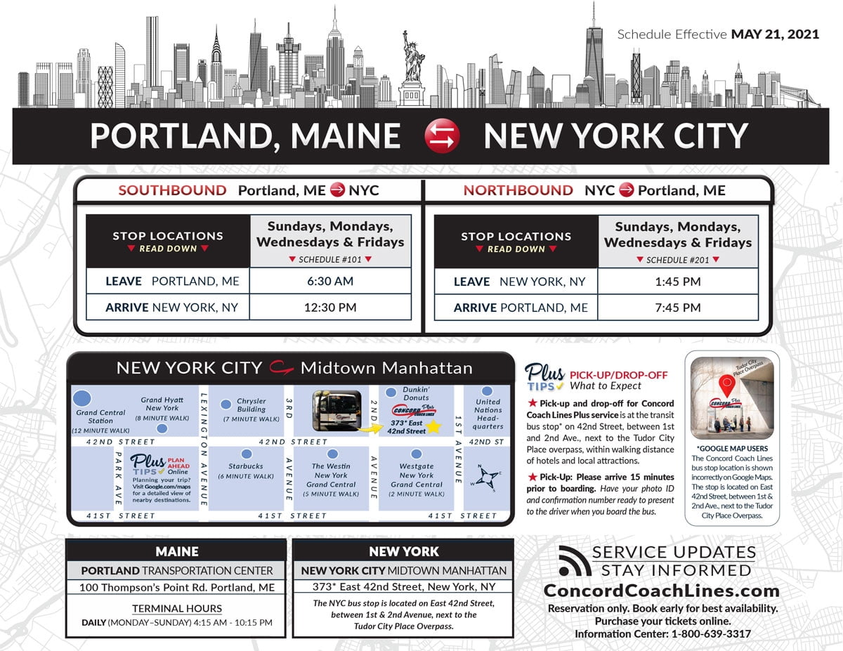 Maine Concord Bus Schedule - Schedule Printable