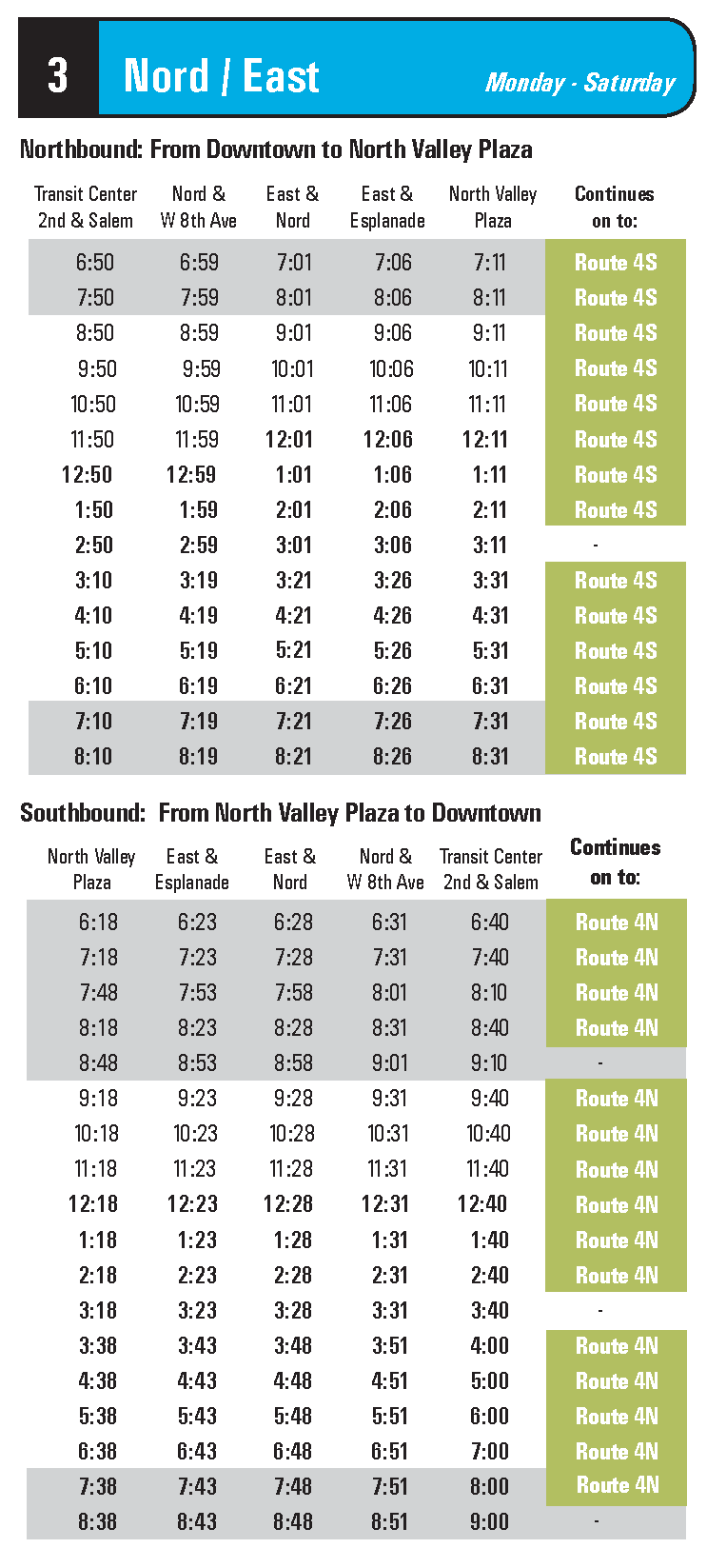 Number 3 Bus Schedule - Schedule Printable